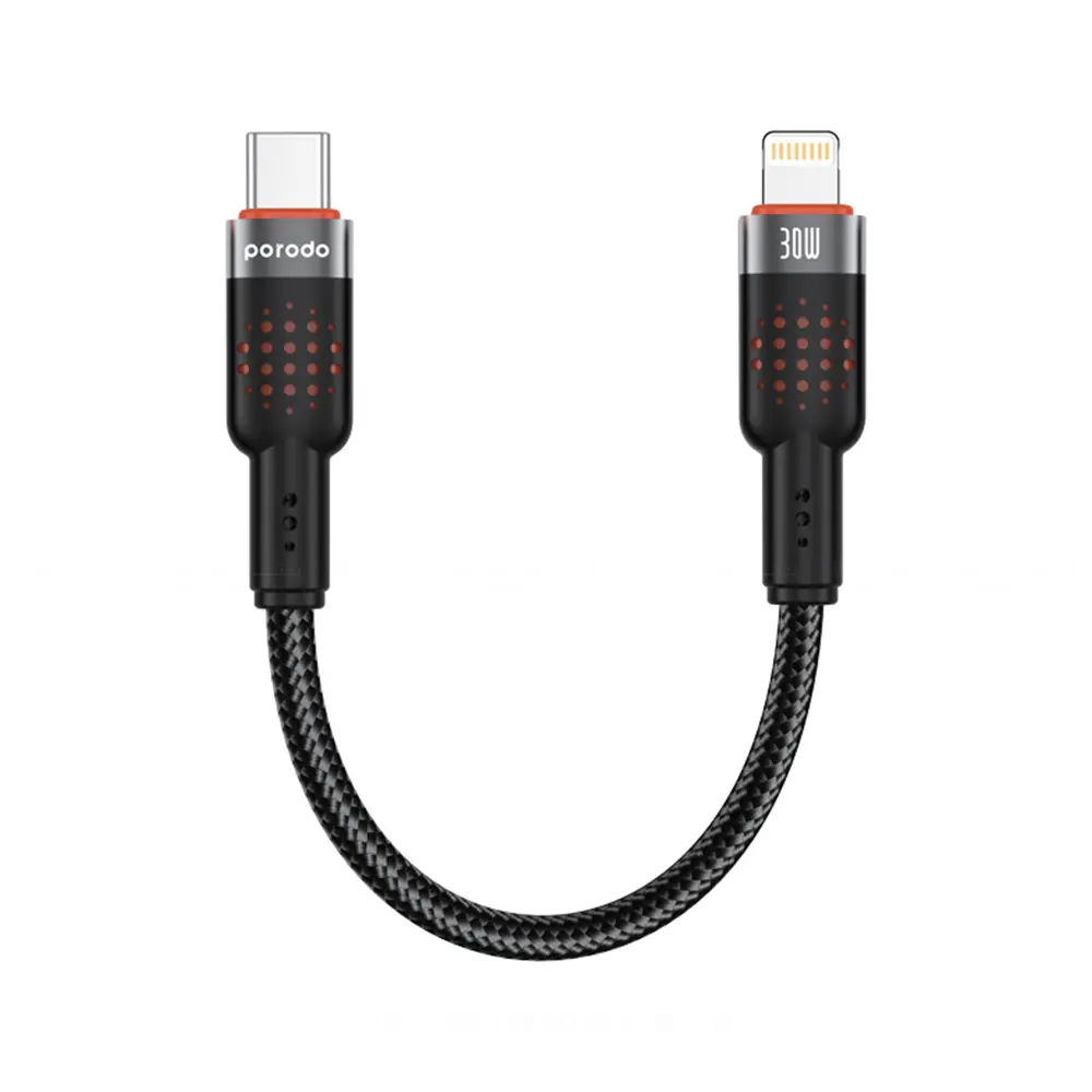 كيبل بورودو مجدول USB-C إلى Lightning موديل PD-CBL0015-BK