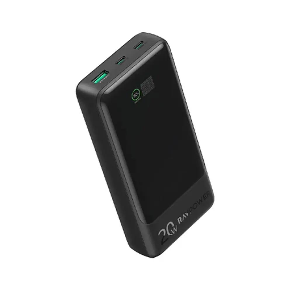 [191280049305] RavPower RP-PB1238 20,000mAh 20W 3-Port Smart Digital Display Power Bank