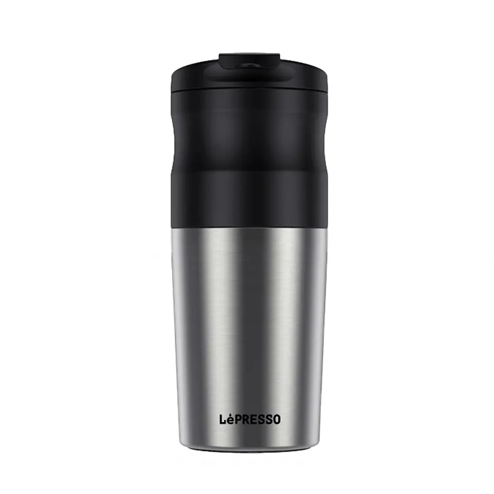 LePresso Portable Mini Coffee Maker With Grinder and Stainless Steel Mug