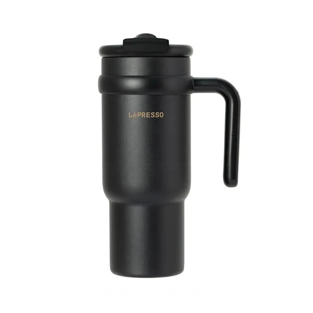 LePresso Coffee Mug with Stainless Straw 900ml - Black