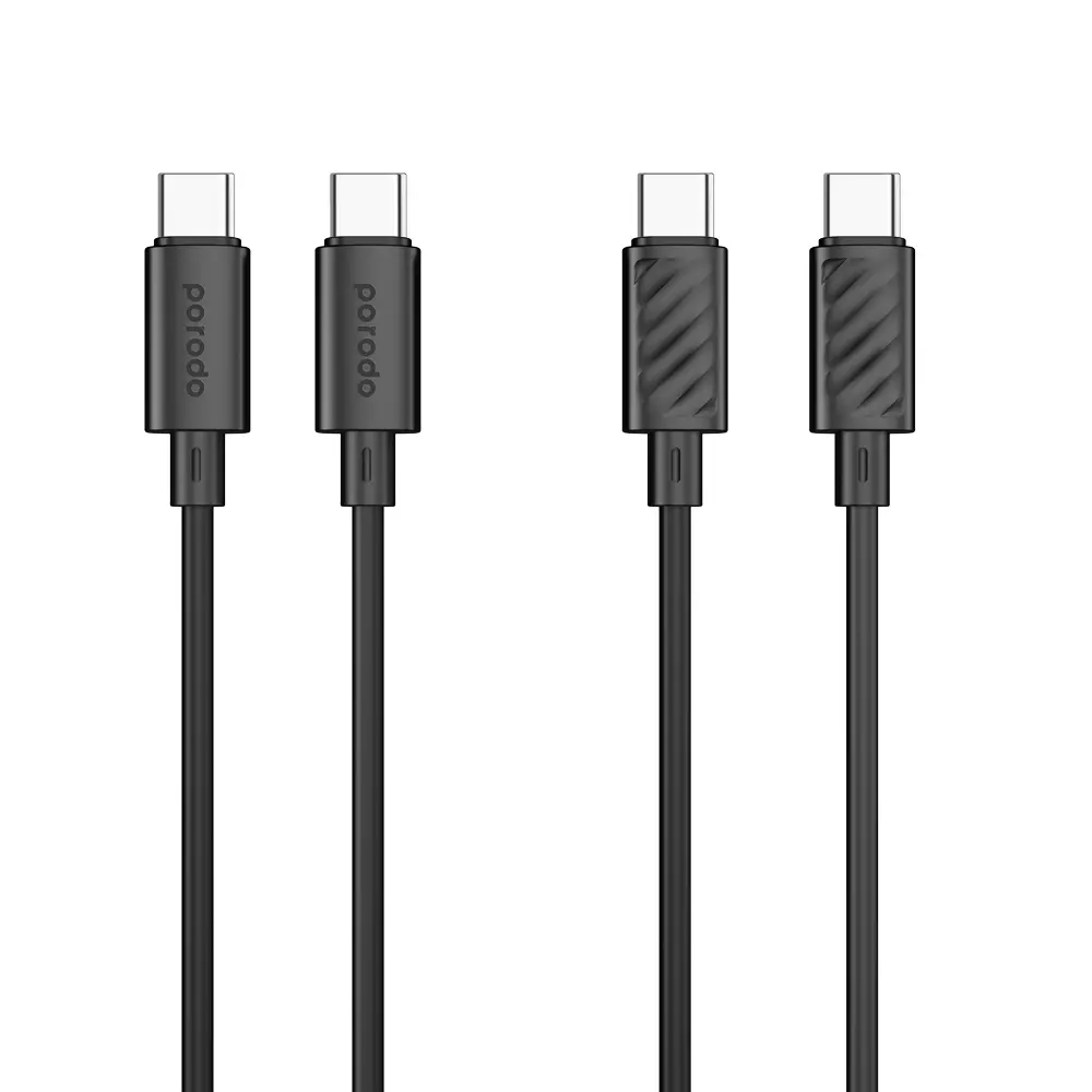 Porodo Blue 60W PD Type C to C PVC Cable 1.2 M - Black