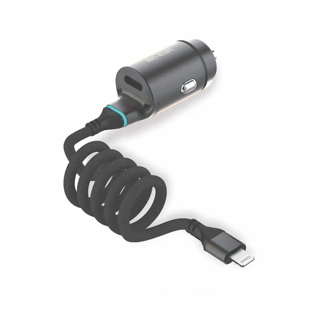 Green Lion 45W PD Car Charger , Type-C Port & Lightning Cable - GNCC45WPDLGBK