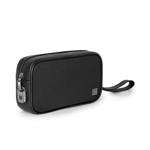 WiWU Master Genuine Leather Fingerprint Lock Pouch Bag Black