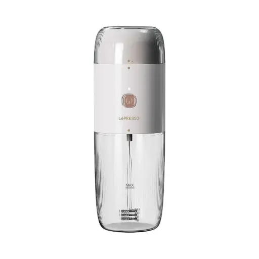 [LPMFGRWH] LePresso 2 in 1 Portable Coffee Grinder & Milk Frothing Machine Stainless Steel - White