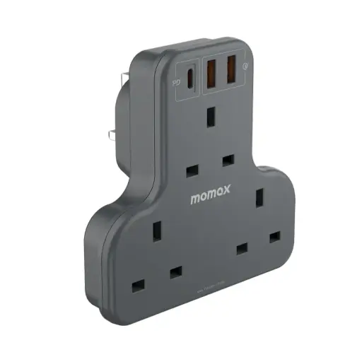 Momax ONEPLUG 3-Outlet T-Shaped Extension Socket with USB