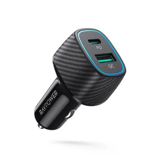 [191280035568] RavPower PD Pioneer 60W 2-Port Car Charger RP-VC009