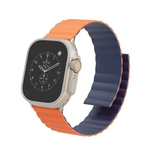Levelo Magnet Roating Band Vogue for Apple Watch 45/44/42 – Black/Orange 