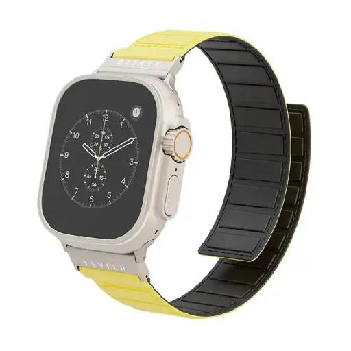 Levelo Magnet Roating Band Vogue for Apple Watch 45/44/42 – Black/Yellow 