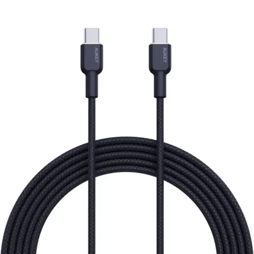 AUKEY CB-NCC1 BLACK CIRCLET CC 60W 1M NYLON BRAIDED USB-C TO USB-C CABLE  