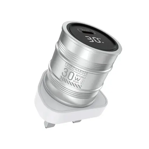 Wiwu Barrel 30W GaN Digital Display Fast Charger Wi-U027 UK 