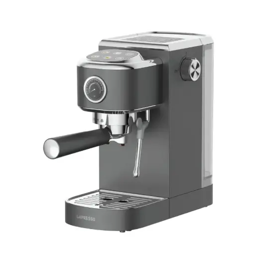[LPCFFTEM0072GY] LePresso Hot & Cold Espresso Maker with Steam Wand and Pressure Gauge - Gray 