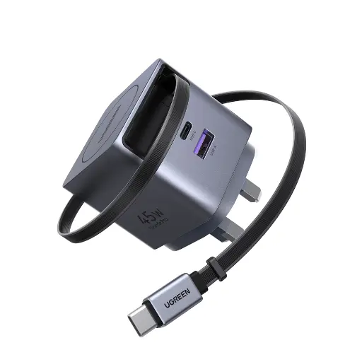 [X614-65823] UGREEN Nexode Pro 45W GaN Pro Fast Charger with Retractable Cable - X614 (65823)