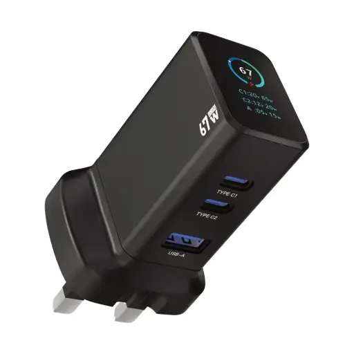 [PWC2417BK] Powerology GaNex 67W Multi-Port Adapter - Black