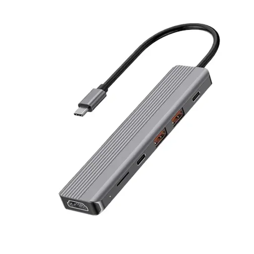 Powerology 6-in-1 Slim 4K HDMI USB-C Hub