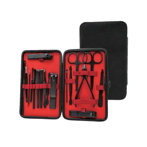 [GNMTRVL18BK] Green Lion 18-in-1 Manicure Travel Cutter Kit (None-Slip Texture)