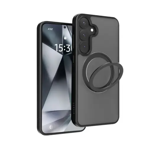 Levelo Via Matte With Ring Stand Case For Samsung S25 Plus - Black 
