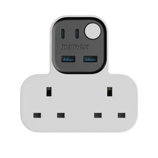 MOMAX 1-CHARGER WORK FLOW T-SHAPED EXTENTION 2 SOCKET WITH USB 
