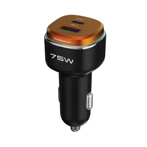 Powerology 75W Dual-Port High-Power Car Charger - PCCSR024BKOGC