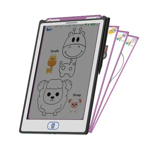 Porodo Kids 8.5-Inch Tracing Book Tablet with 20pcs cards - Black