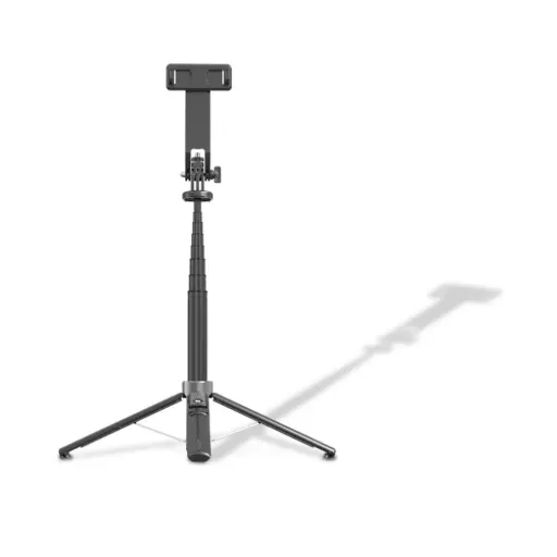 Porodo Selfie Stick 135cm Extendable with Detachable Light 4 Leg Tripod - Black 
