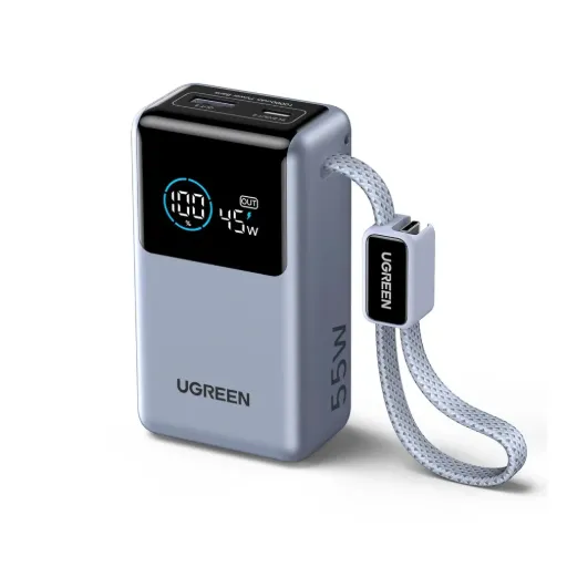 UGREEN 10,000mAh 55W Nexode Pro Smart Digital Display Mini Power Bank with Build-in Type-C Cable