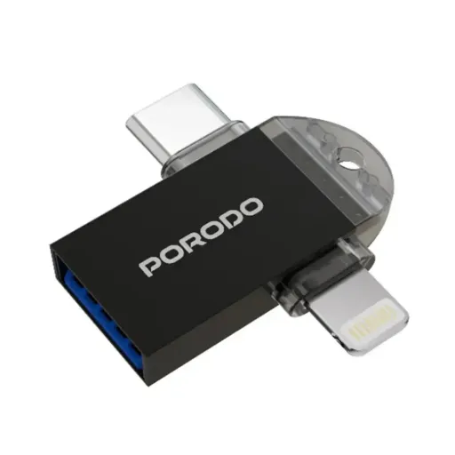Porodo 3-in-1 OTG Adapter - Black