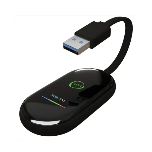 Porodo Play-X Wireless Carplay Adapter with Wi-Fi and Bluetooth Connectivity - Black