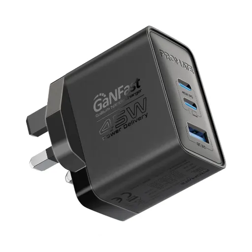 Promate Powerport-45 45w Power Delivery Ganfast Charger With Quick Charge 3.0