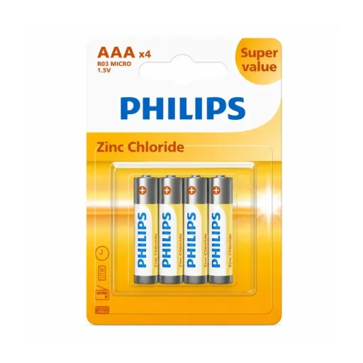 PHILIPS Battery AAA  Zinc Chloride - 4 units