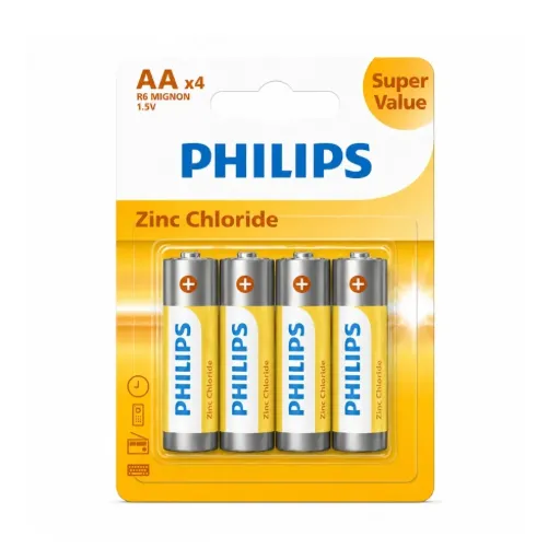 PHILIPS Battery AA  Zinc Chloride - 4 units