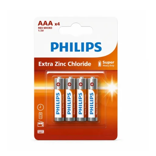 PHILIPS Battery AAA EXTRA Zinc Chloride - 4 units