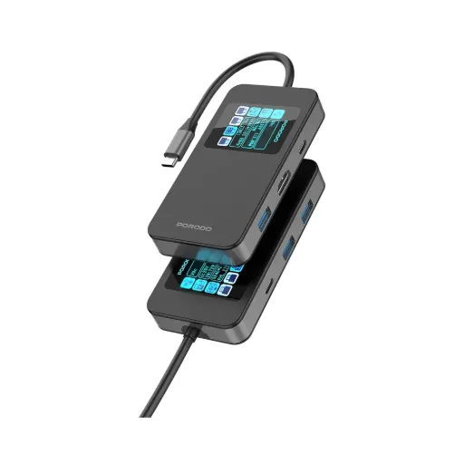Porodo 6-1 Type-C Hub with Display 4k 60hz USB 3.0 - Gray