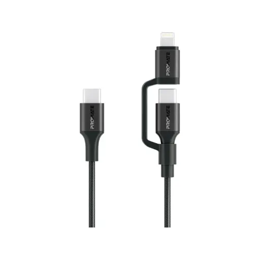 Promate PowerLink-CCi, High Tensile Strength 60W High-Speed Multi-Device Charging Cable, Black