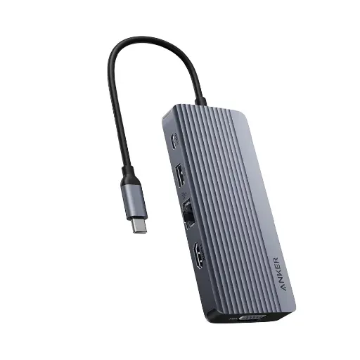 أنكر موزع USB-C (10 في 1) لتوصيل شاشتين إضافيتين